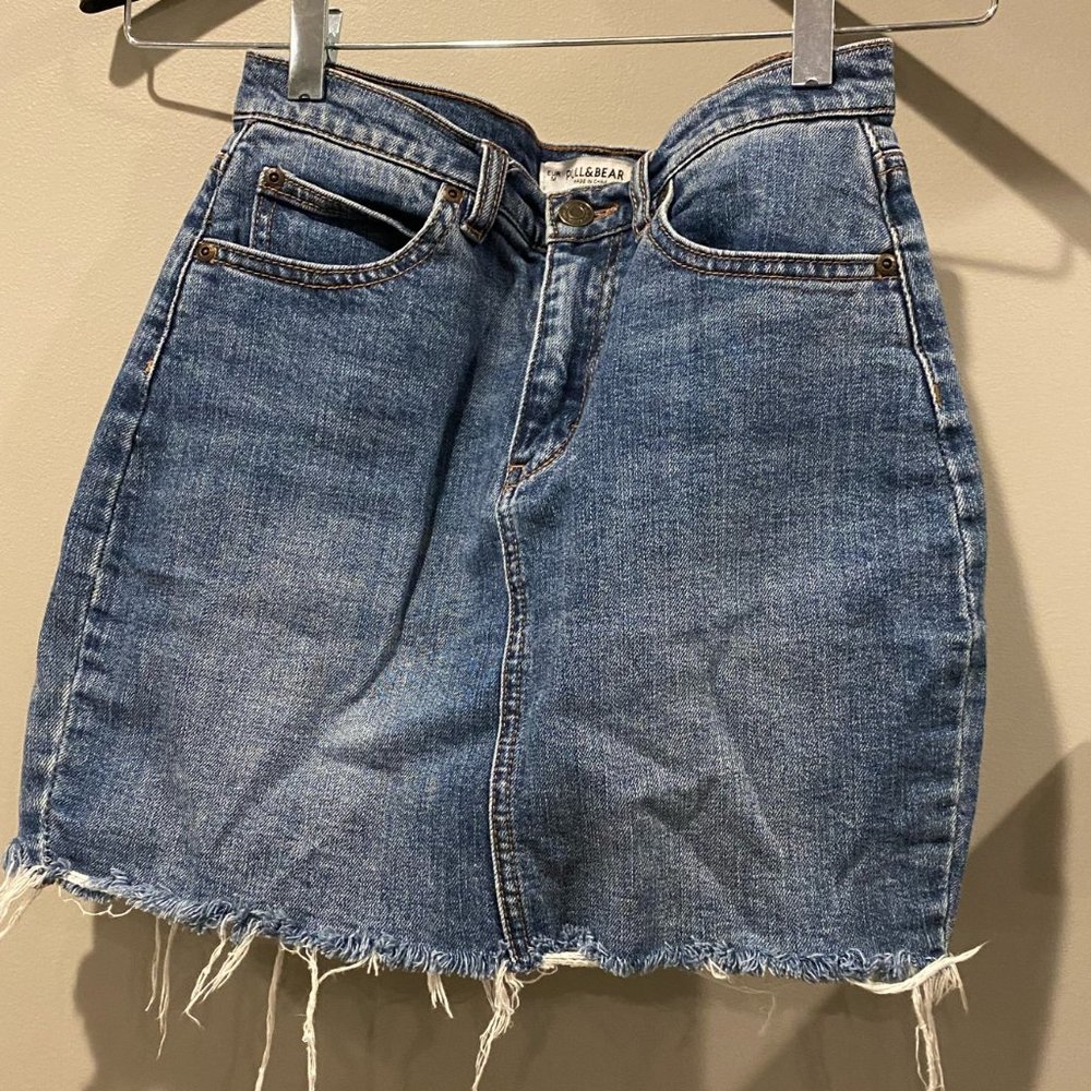 Pull & Bear Blue Demin Mini Skirt